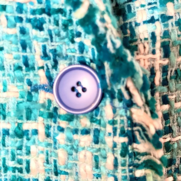 Women's Turquoise Teal Tweed Jacket. Size S - Picture 11 of 16